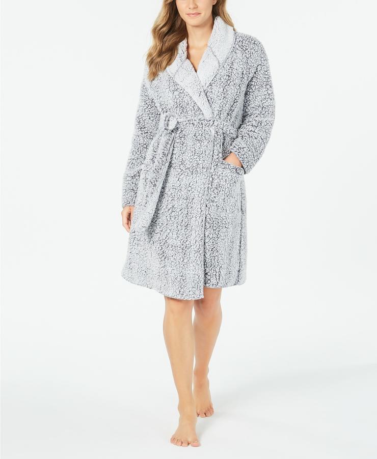 Super Soft Faux-Fur Short Wrap Robe