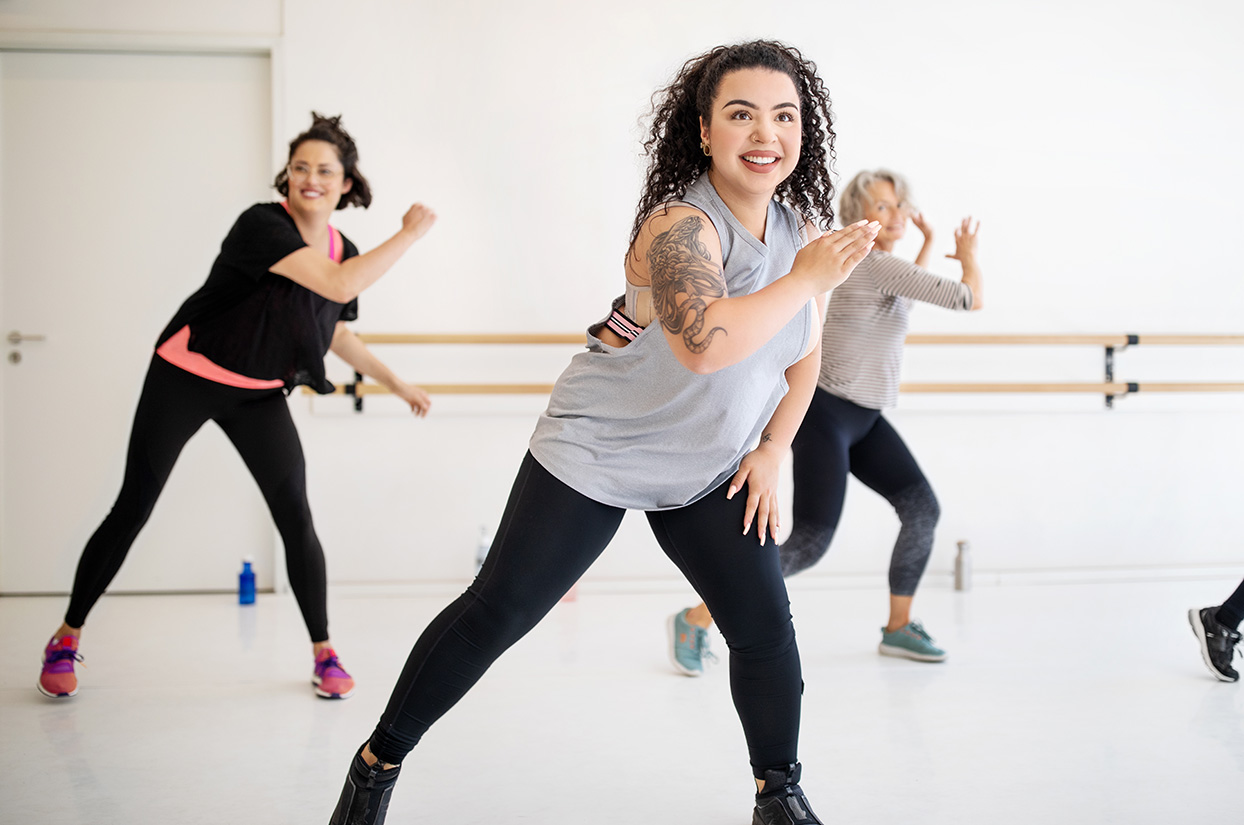 A woman at a Zumba class