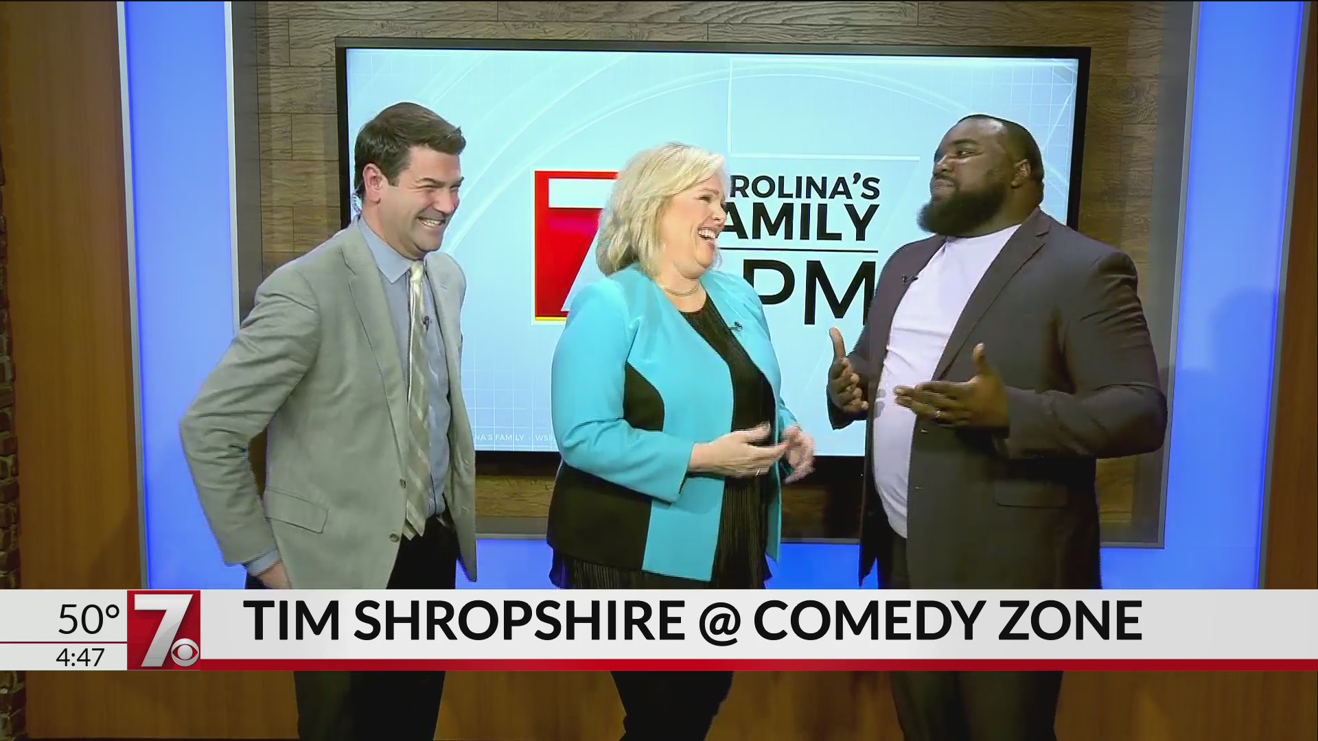 Thumbnail for the video titled "Tim Shropshire had us cracking up on Carolina's Family at 4"