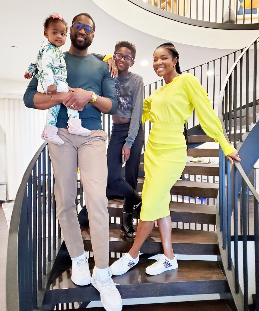 Dwyane Wade, Gabrielle Union with their daughter Kaavia James and Zaya