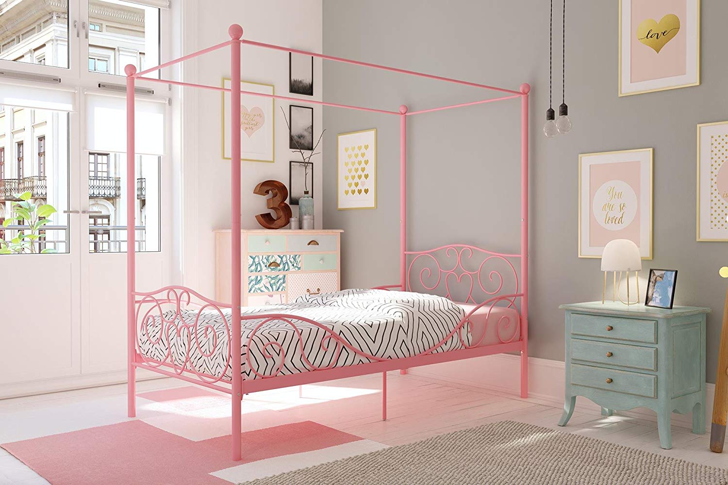 DHP Canopy Bed with Sturdy Bed Frame