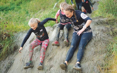 Nicola Child does obstacle-course racing with her daughters Holly and Amelia