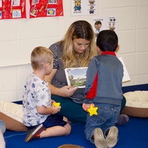 Montessa Morgan reads a children's book