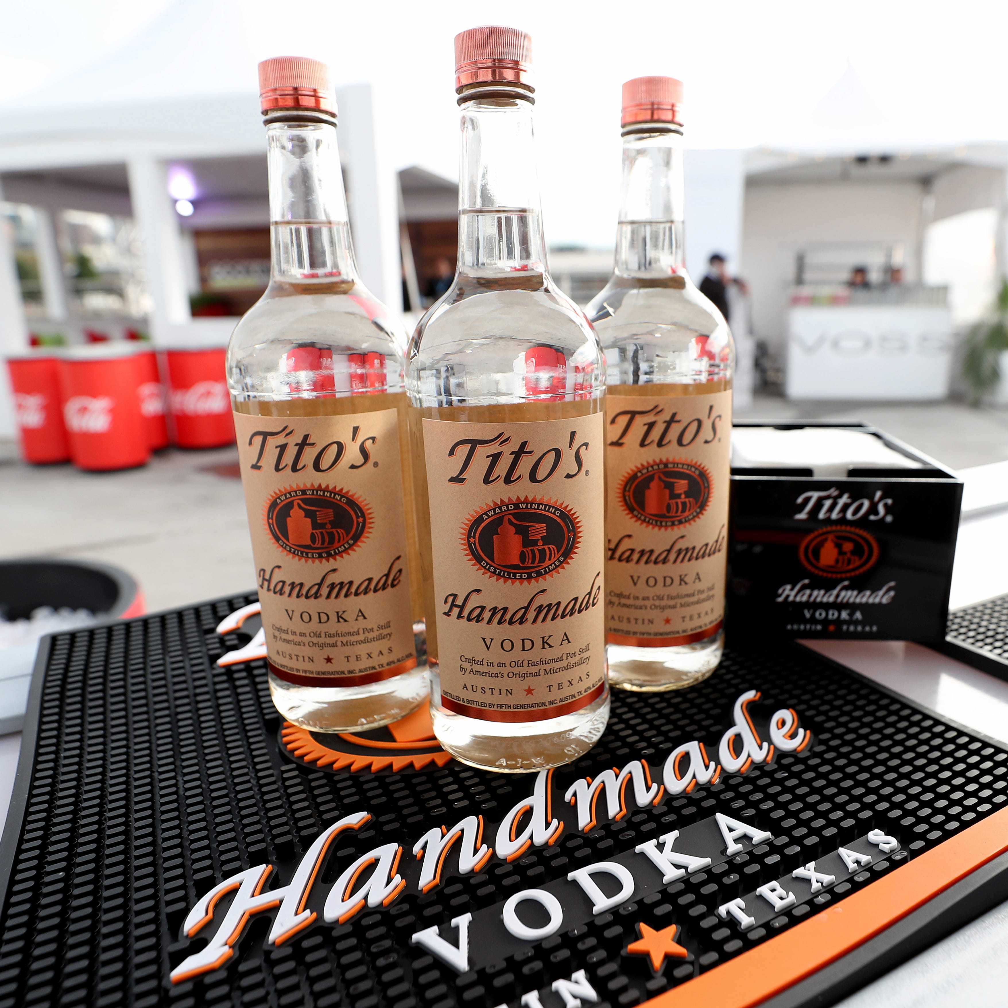 A view of Tito's Vodka on display at Pier 97 on October 12, 2019 in New York City.