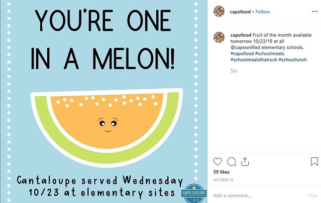 Capistrano Unified School District Melon social media post