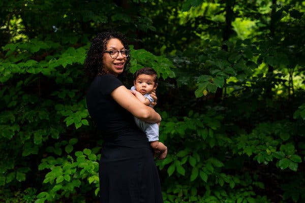 Persaud, with her newborn son, said that showering is her rare chance for some alone time.