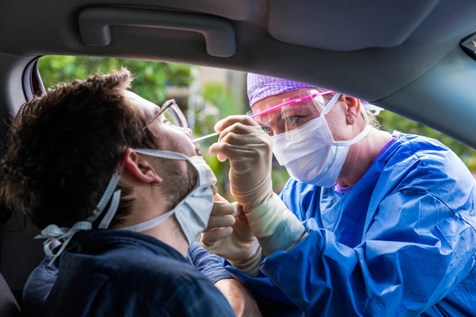 man getting tested for the novel coronavirus