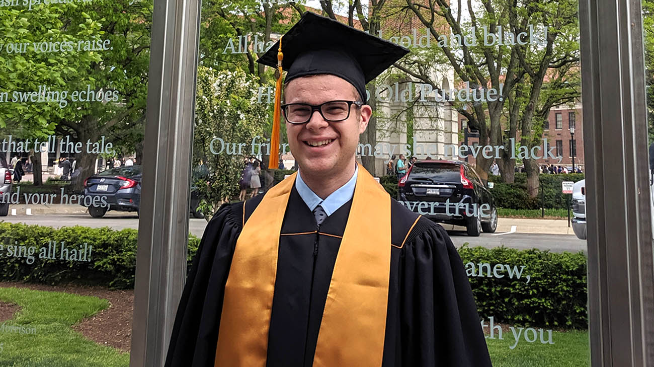 Jordan Pitlor, Cleveland Clinic Children's NICU patient, graduates from Purdue University.