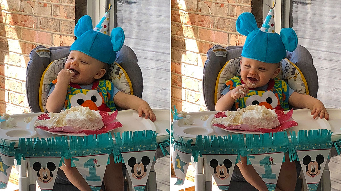 Wesley enjoying cake at his first birthday party at home. (Courtesy: Chris Chase)