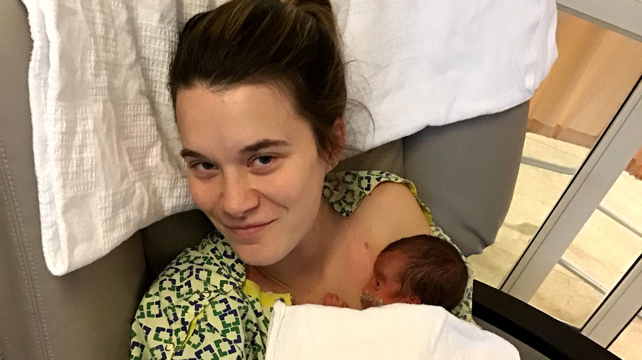 Casey holds her son, Felix, a day before her open heart surgery. (Courtesy: Casey Shannon)