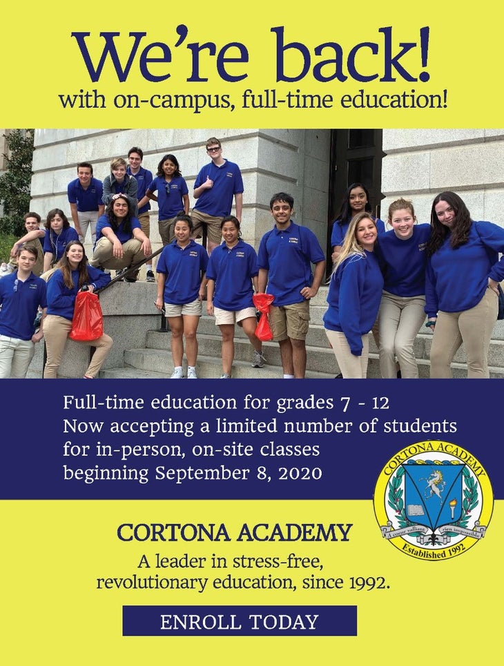 We're BACK! Grades 7-12 On-Site Education, Starting September 8