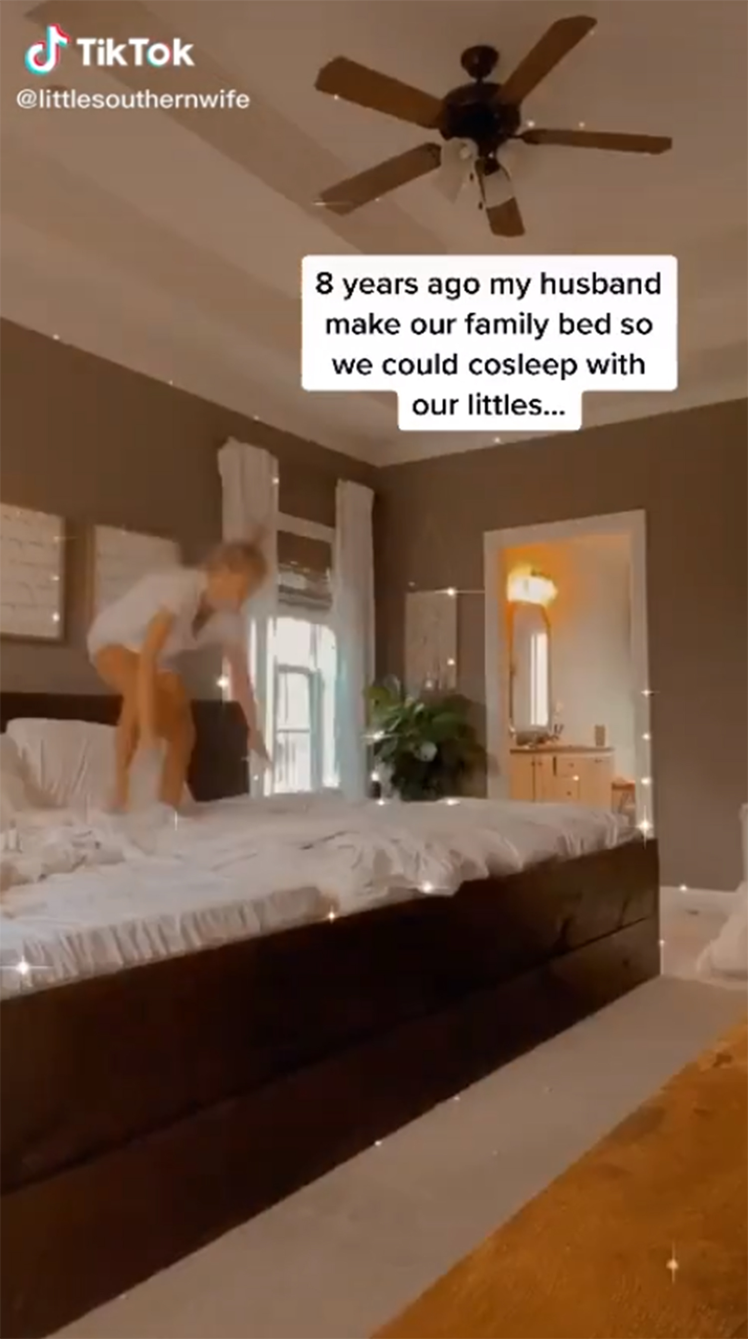 A mum-of-five has hit out at critics after she posted a video of her huge bed to TikTok